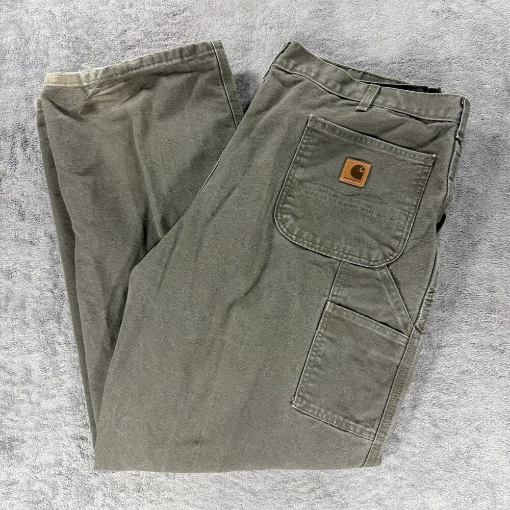 Carhartt B11 MOS Carpenter Pants Loose Fit Washed Duck Green Workwear‎ 42x32